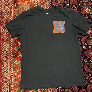 Nike Men's Black Tee with Orange 'N' Logo